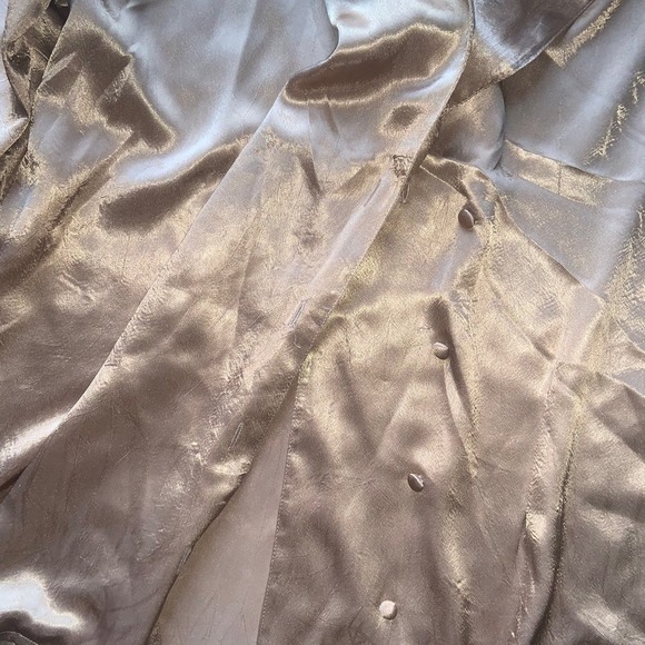 90s tan silk material blouse - Picture 2 of 3